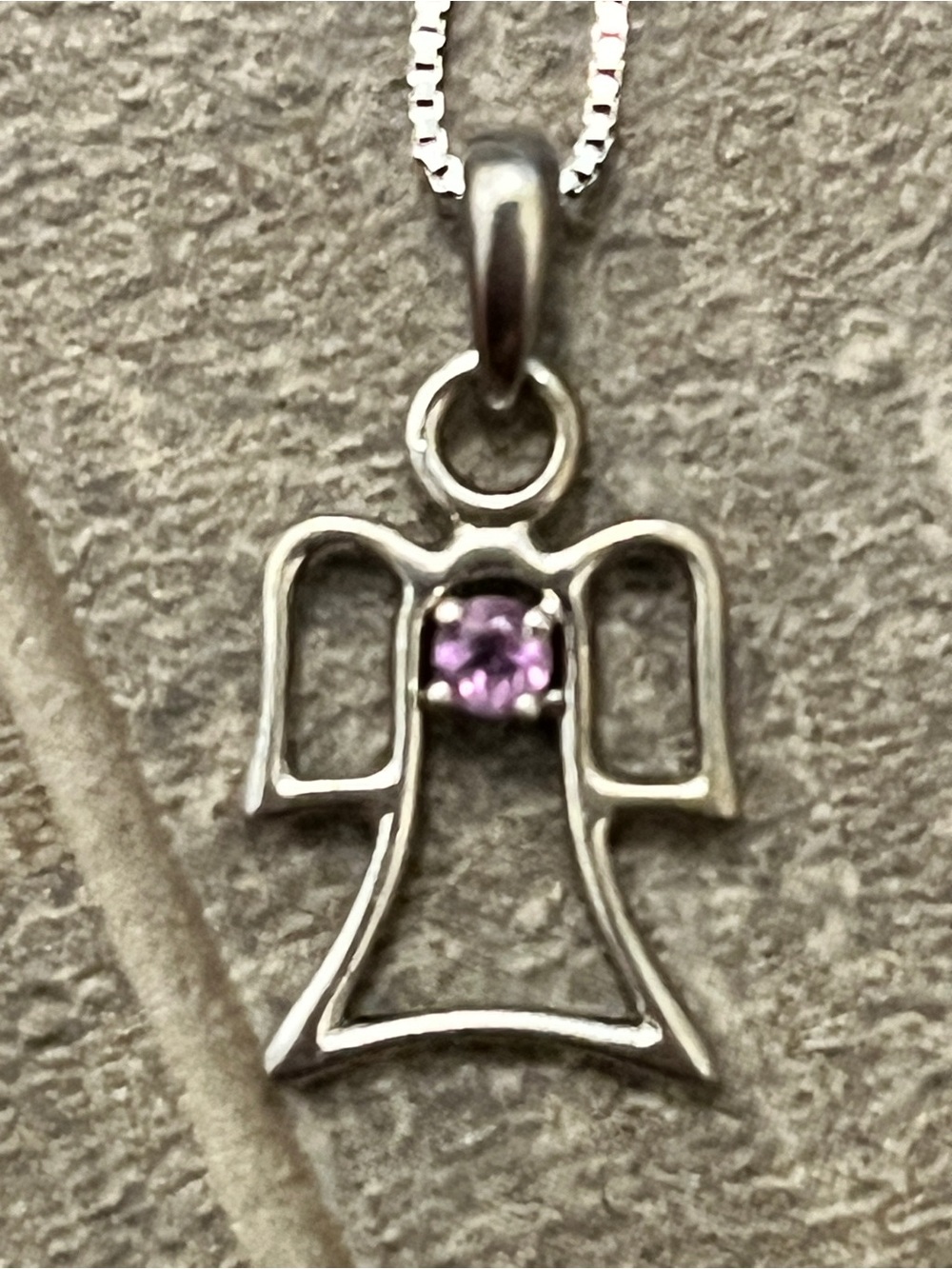 Sterling-Inspired Angel Pendant Necklace with Pink Gemstone
